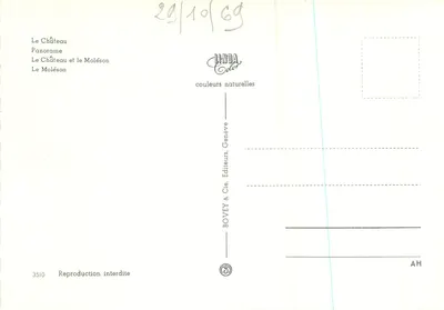 Gruyères — Castelo, panorama, Moléson — BOVEY & Cie, Genebra — Verso