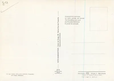 Drago Milenario — Tenerife — Edições FISA, Piqué, 4 - Barcelona — Verso