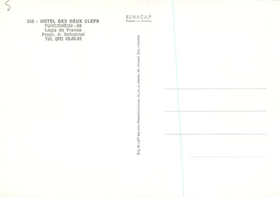 Hôtel des Deux Clefs — Turckheim — Wydawca Elnacap — Rewers