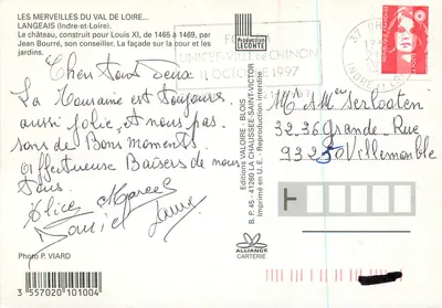 Castelo de Langeais — Indre-et-Loire — Edições Valoire — Verso