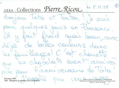 Schapenboerderij op de hoogte van Contador — Provence 1997 — Pierre Ricou, n°546 — Achterkant