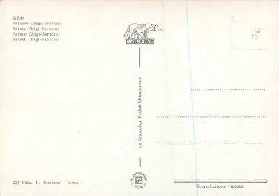 Siena — Palazzo Chigi-Saracini — Ed. M. Romboni, n° 227 — Verso