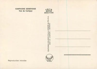 Uitzicht op Cartigny — Geneesegrens — Uitgaven Iris Mexichrome — Achterkant
