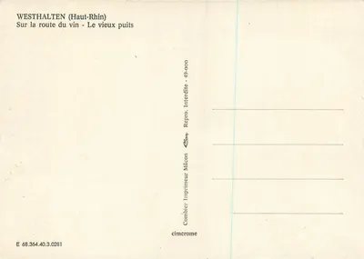Westhalten (Haut-Rhin) — Na estrada do vinho - O velho poço — Combier, Impressor Mâcon — Verso
