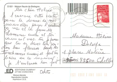 Casa florida da Bretanha — Edições Dubray, n° D 931 — Verso