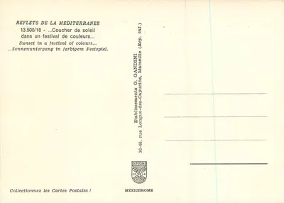 Zachód słońca — Odbicia Morza Śródziemnego — G. Candini, Marsylia — Rewers