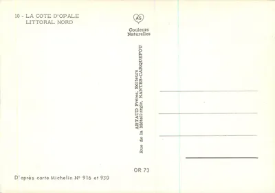 Côte d'Opale — Północny wybrzeże — Artaud Frères, Nantes — Rewers