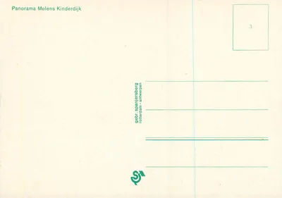 Panorama młynów Kinderdijk — wydawca gebr. Spaniersberg Rotterdam - Anvers — Rewers
