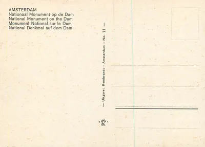 Amsterdam — Monumento Nacional no Dam — Rembrandt - Amsterdam - No. 11 — Verso