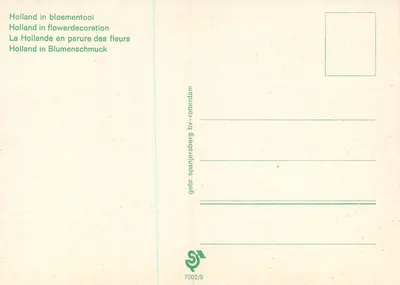 Duas jovens em traje tradicional diante de tulipas — editor gebr. spanjersberg by-rotterdam, n° 7002/8 — Verso