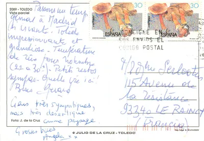 Toledo — widok panoramiczny z zamkiem — Julio de la Cruz — Rewers