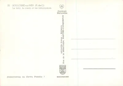 Boulogne-sur-Mer — O ferry, o cassino e os rebocadores — Artaud Frères, Nantes — Verso