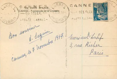 Cannes - Promenade de la Croisette — Quai des Fleurs — editor Rella, n°5 — Verso