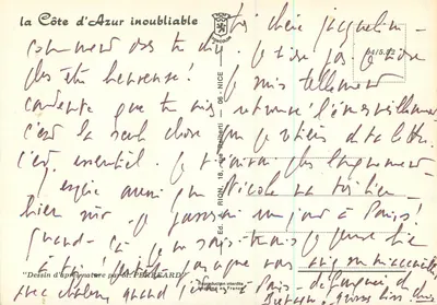 Nice - a velha cidade - praça St François — desenho a partir da natureza por M. Perreard, editor Ed. Rion, 18, rue Rabelais, Nice — Verso
