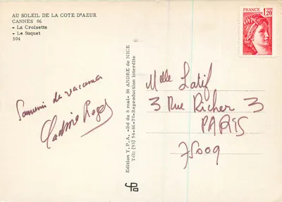 Cannes — La Croisette — Le Suquet — Wydawnictwo Y.P.A. — Wyd. z 8 maja 1960 — Rewers