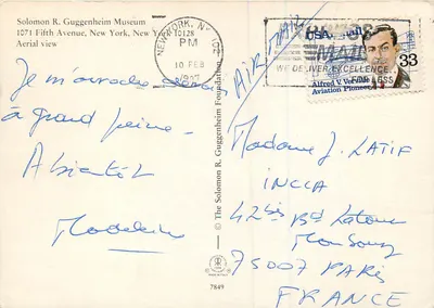 Solomon R. Guggenheim Museum — widok z powietrza — The Solomon R. Guggenheim Foundation, n°7849 — Rewers
