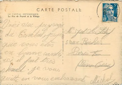 O Passo de Peyrol e o Refúgio — O Cantal pitoresco — Héliogravure Comber Mason — Verso