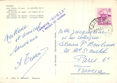 Galla Placidia (século VI) — Duas pombas bebendo — Edição E. Salbaroli, Ravena — Verso