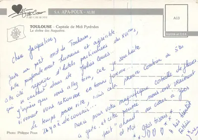 Toulouse — O claustro dos Agostinhos — S.A. APA-POUX - ALBI — Verso