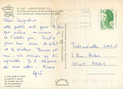Arcachon w 1866 — Ogólny widok miasta — Wydawca: Élécécoen — Rewers