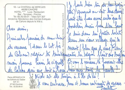 Castelo de Mercues — Antiga residência dos Condes Bispos — Pierre Artaud & Cie — Verso