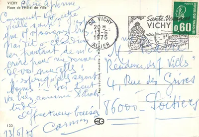 Vichy — Plaza del Ayuntamiento — editor desconocido, n° 133 — Reverso