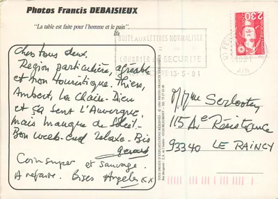 Um homem à mesa — almoço rustico — F. Debaisieux — Verso