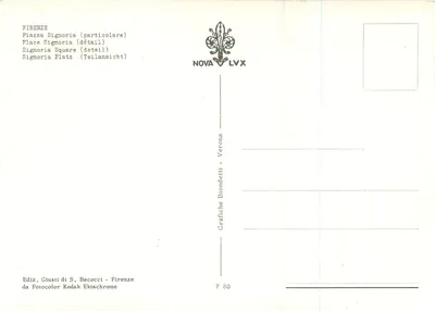 Piazza Signoria — detalhe — Grafiche Biondetti, Verona — Verso