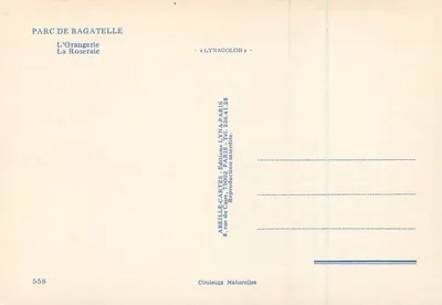 Rozes van Bagatelle — Park van Bagatelle, Parijs — Edities Lynacolor, n°558 — Achterkant