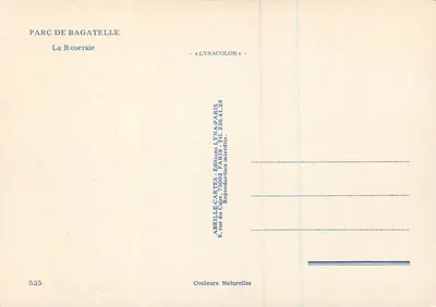Parque de Bagatelle — A Rosaleda — Éditions Lyna — Verso