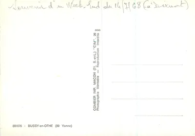 Bussy-en-Othe — Um Olá de Bussy-en-Othe — IMP. COMBIER — Verso
