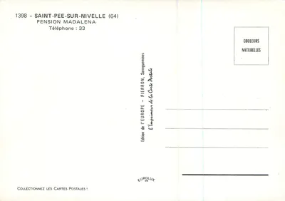 Pensão Madalena — Saint-Pée-sur-Nivelle (64) — Edição da Europa, Sarreguemines — Verso