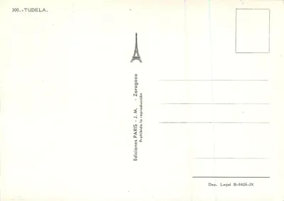 Tudela — vista panoramica e monumenti — Edizioni J.M. Paris — Verso