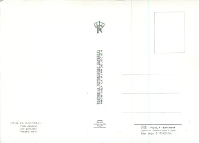 El Escorial — Vista geral — Editor Patrimoine National — Verso