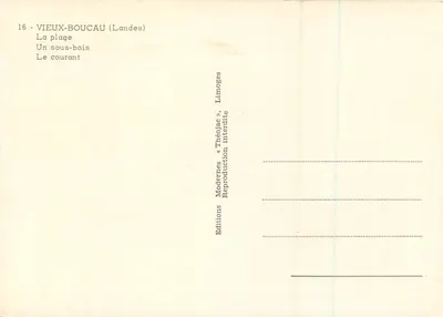 Vieux-Boucau — praia, bosque, corrente — Éditions Modernes « Théojac » — Verso