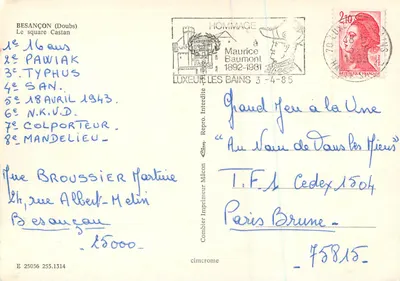 Plaats Castan — Luxeuil-les-Bains — uitgever Ching — Achterkant
