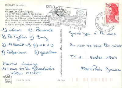 Jacques Cathelineau — żołnierz Wielkiej Armii Katolickiej i Królewskiej — Muzeum Miasta Cholet — Rewers