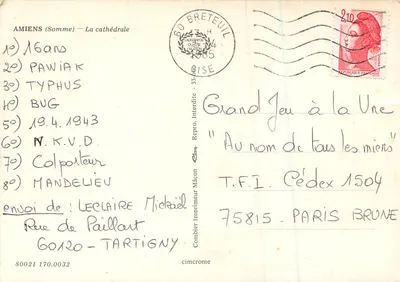 Amiens (Somme) — Katedra — wydawca Cimcrome, nr 80021 170.0032 — Rewers