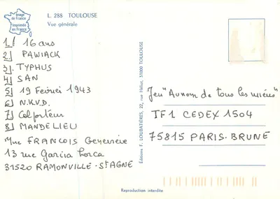 Toulouse — Vista generale — Edizioni F. Loubatières — Verso