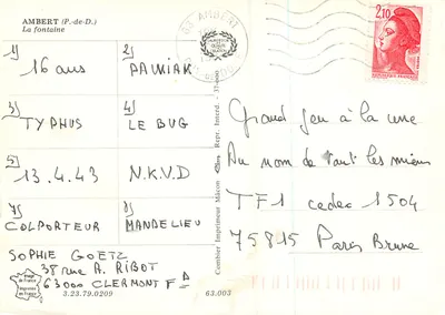Ambert — A fonte — Impressor Combier — Verso