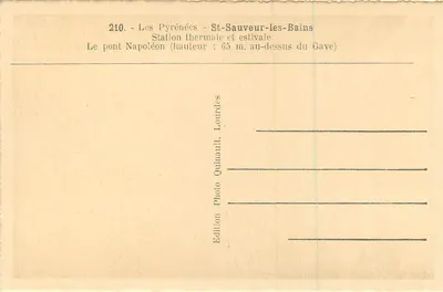 Most Napoleona — St-Sauveur-les-Bains, Pireneje — Wydawnictwo Quinault, Lourdes — Rewers