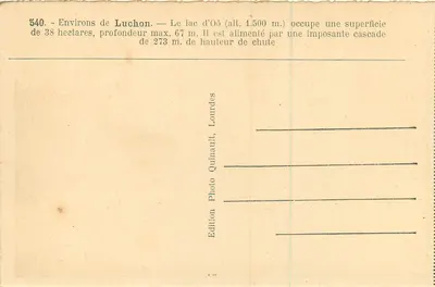 Jezioro Oô — otoczenie Luchon — Wydawnictwo Lourdes, Quinault — Rewers