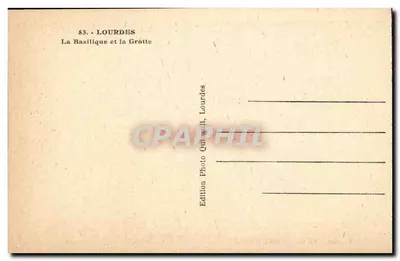 Lourdes — La Basílica y la Gruta — Edición Foto Quinault, Lourdes — Reverso