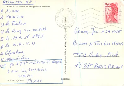 Crévic (M.-ct-M.) — Vista general aérea — Combiert Impresor Mâcon — Reverso