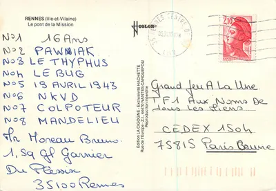 Ponte da Missão — Rennes (Ille-et-Vilaine) — Edição LA CIGOGNE — Verso