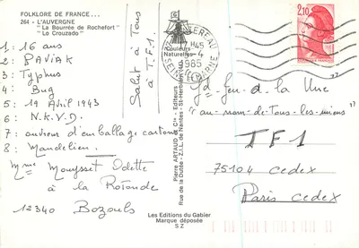 Folklore Frankreich — Die Bourrée von Rochefort — Éditions Pierre Artaud — Rückseite