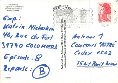 Toulouse — Souvenir van TOULOUSE — Uitgave Cely — Achterkant