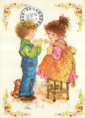 Niños jugando con hilo — ilustración de Clauze — editor no visible