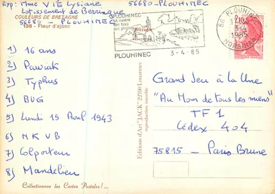Kwiat gryki — PLOUHINEC — Wydawnictwo Art 'JACK' n°22700 — Rewers