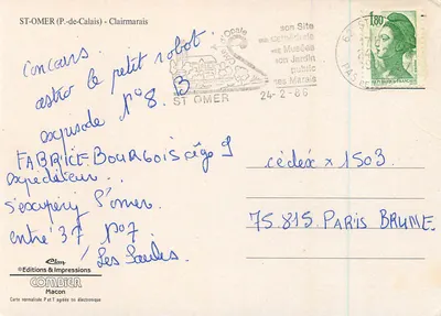 Canal de Clairmarais — Saint-Omer (Pas-de-Calais) — Edições & Impressões Combier — Verso